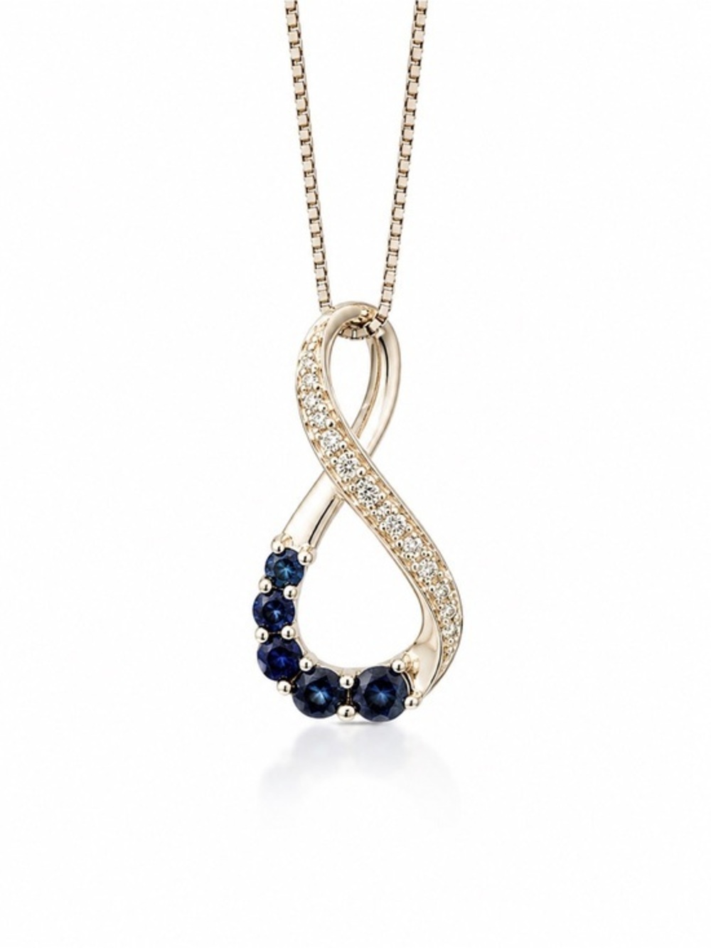 10K White Gold Lab Created Sapphire Diamond Accent Infinity Pendant Necklace